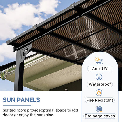14 Ft. W X 10 Ft. D Aluminum Pergola with Canopy