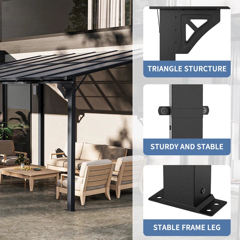 14 Ft. W X 10 Ft. D Aluminum Pergola with Canopy